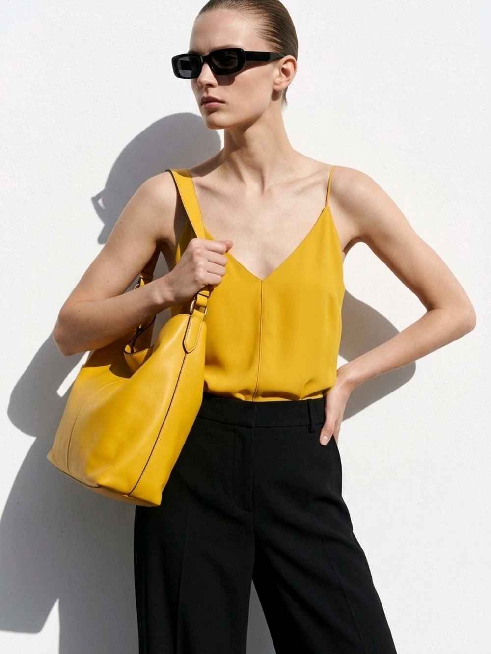 Mustard Yellow V-Neck Satin Camisole